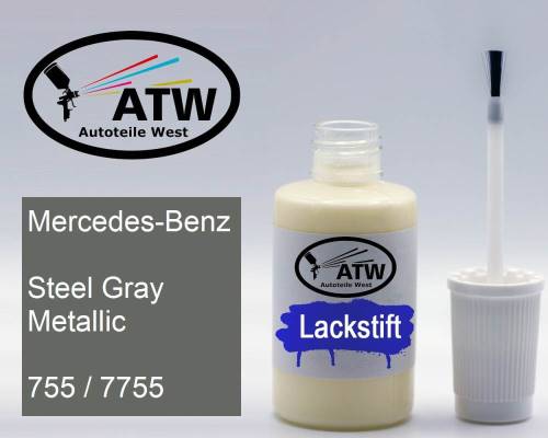 Mercedes-Benz, Steel Gray Metallic, 755 / 7755: 20ml Lackstift, von ATW Autoteile West.